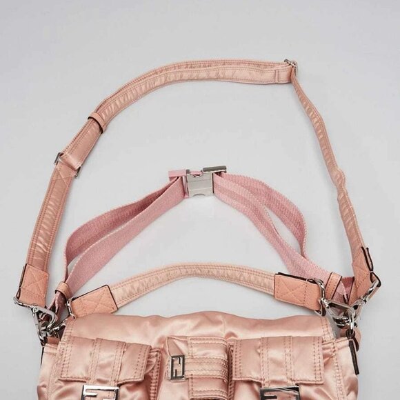 Fendi Baby Pink Nylon Convertible Multipocket Belt Baguette Bag 8BR808 - Picture 5 of 11